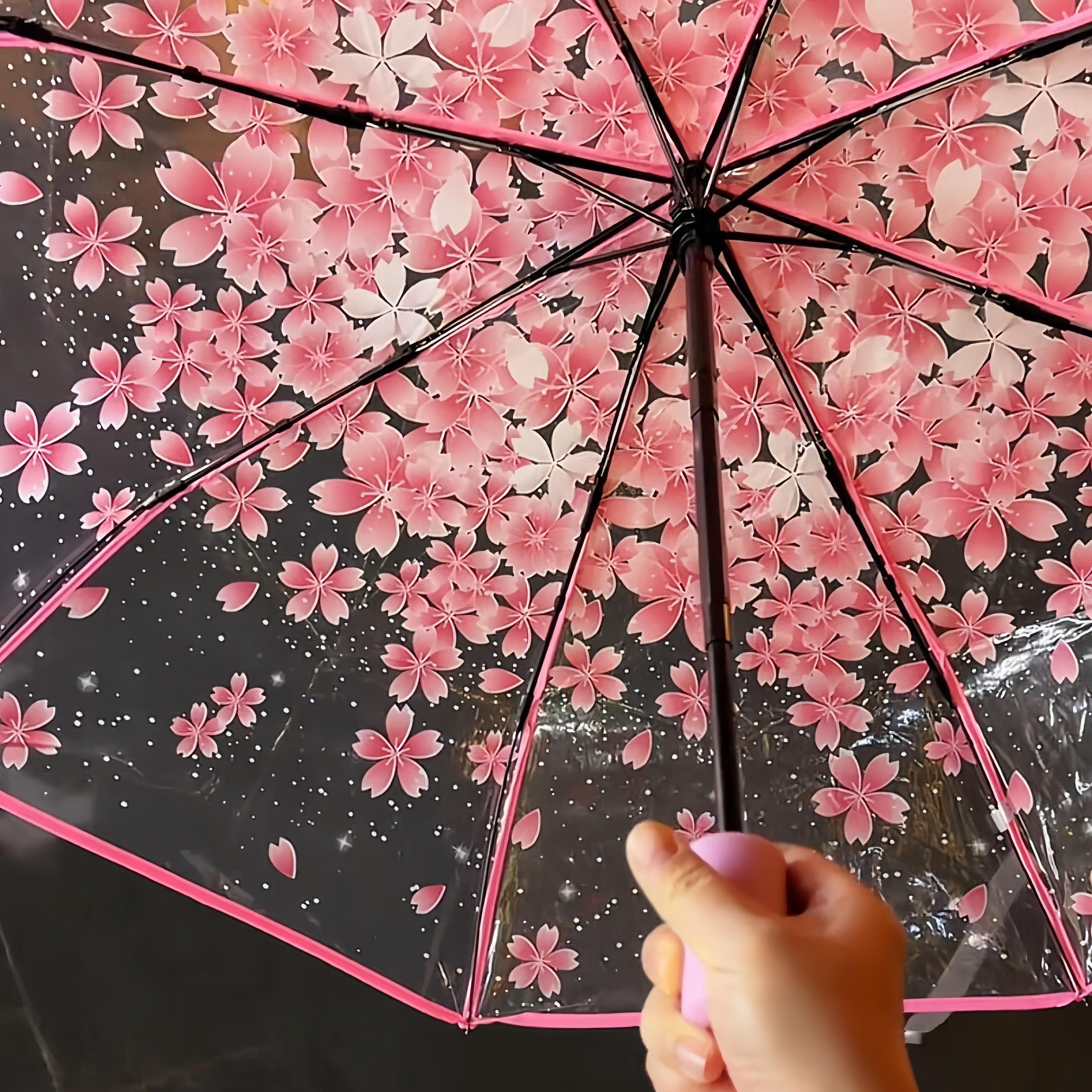 加厚透明226折叠新款道具樱花拍照小巧全自动雨伞伞便携加固女图片