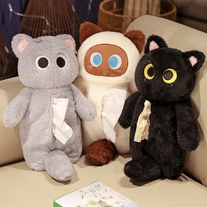 团子猫咪车载f纸巾盒抽纸盒汽车内装饰品车用挂式高级感手机包笔