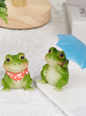 可爱青蛙小摆件工位解压治愈系情绪稳定神器庭P院花盆造景车载装