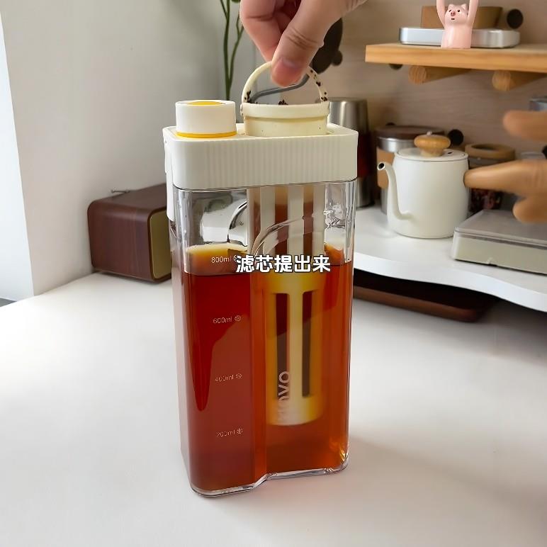 带刻度咖啡冷翠壶家用耐高温冰箱冷藏果茶杯大容量躺平茶叶冷泡壶