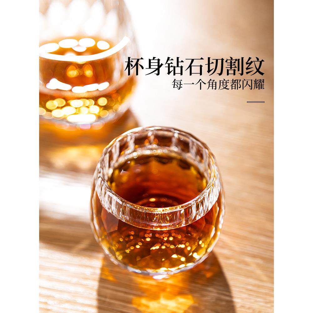 高级水晶玻璃茶杯，防烫大师杯，高端钻石表面切割小茶杯，茶杯，