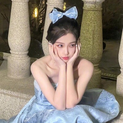 虞书欣同款蓝色蝴蝶结lolita头饰飘带清新弹簧夹网纱甜美头发饰