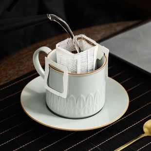 莲瓣陶瓷咖啡杯子高档精致t家用办公室早餐杯杯子创意私人定制水