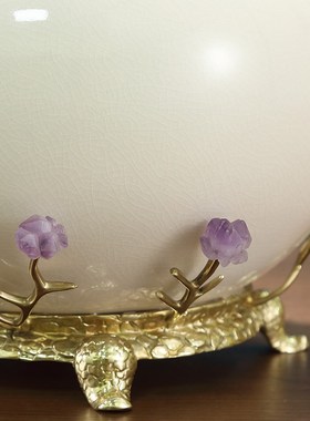 紫水晶发财树陶瓷葫芦r摆件高级感电视柜旁玄关入户紫气东来装饰