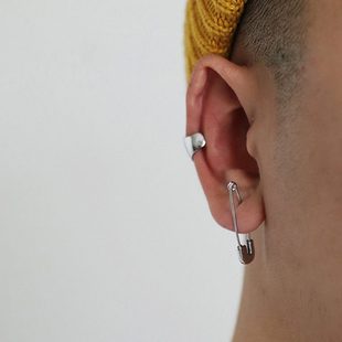 曲别针回形针耳环小众设计百搭耳钉男ins 潮流925纯银冷淡风个性