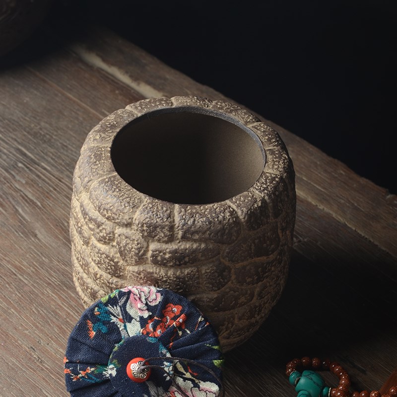 宜兴紫砂c陶石纹茶叶罐 存茶醒茶 存储罐 功夫茶具 茶刀配件