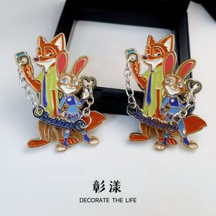 饰小礼物 疯狂动物城尼克和朱迪金属徽章动漫周边胸针书包装