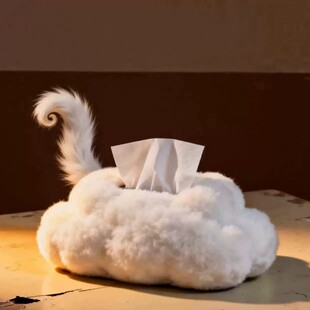 原创新款哪个小调皮钻进了云朵里软绵绵云朵纸巾盒车载桌面摆放