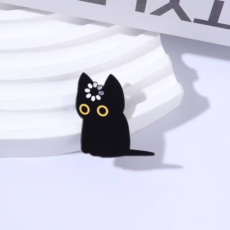 2026新款大脑思考宕机黑猫胸针合金徽章衣服背包配饰防走光