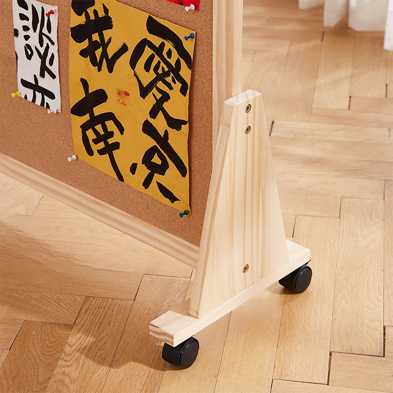 移动软木板磁吸照片墙实木画架展示D架书法展览架会议室黑板落地