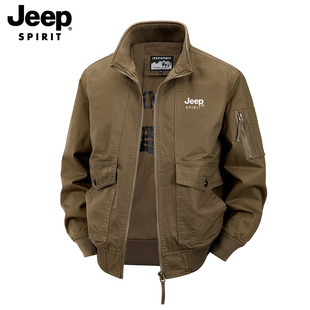 外套2025春秋新款 纯棉工装 中青年立领夹克男 SPIRIT吉普男士 JEEP