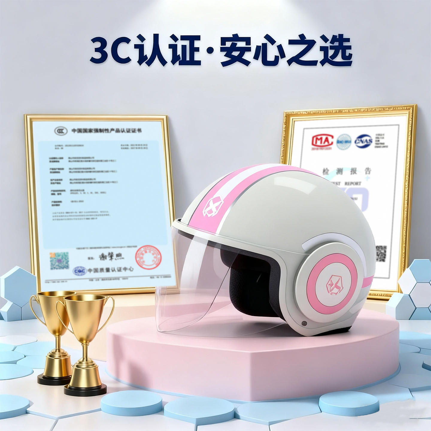 国标3C认证电动车头盔防晒双镜电瓶车半盔男女四节通用安全帽