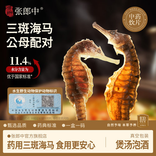 三斑海马公母配对扫码验真正品