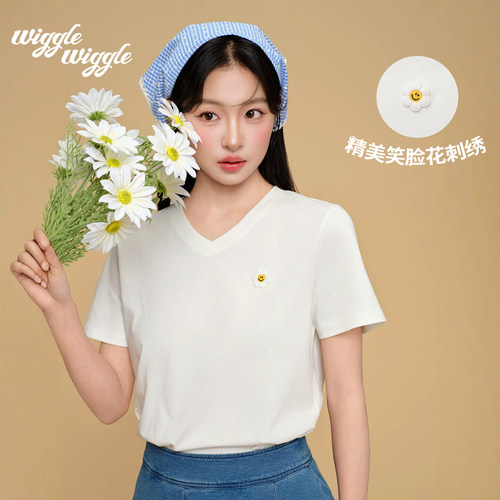 wigglewiggle夏季休闲v领T恤