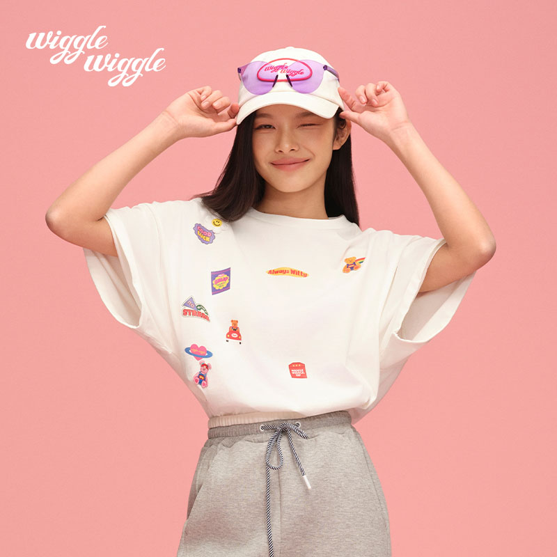 【卓沅同款】wigglewiggle25年夏季立体印花宽松短袖T