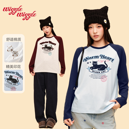 wigglewiggle26复古休闲长袖T恤