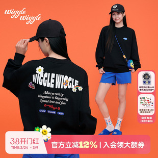 【2026早春新款】wigglewiggle韩国潮牌时尚舒适百搭圆领卫衣上衣