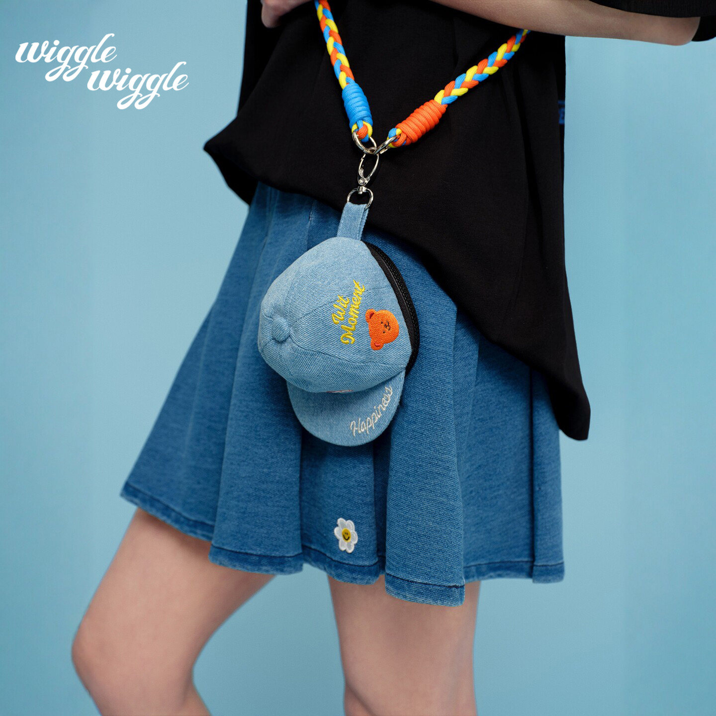 wigglewiggle26夏季新款可爱小熊复古时尚棒球帽造型斜挎挂件包