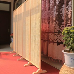 玄关客餐厅隔断卧室折屏阳台屏风试衣 竹编实木屏风隔i断折叠日式