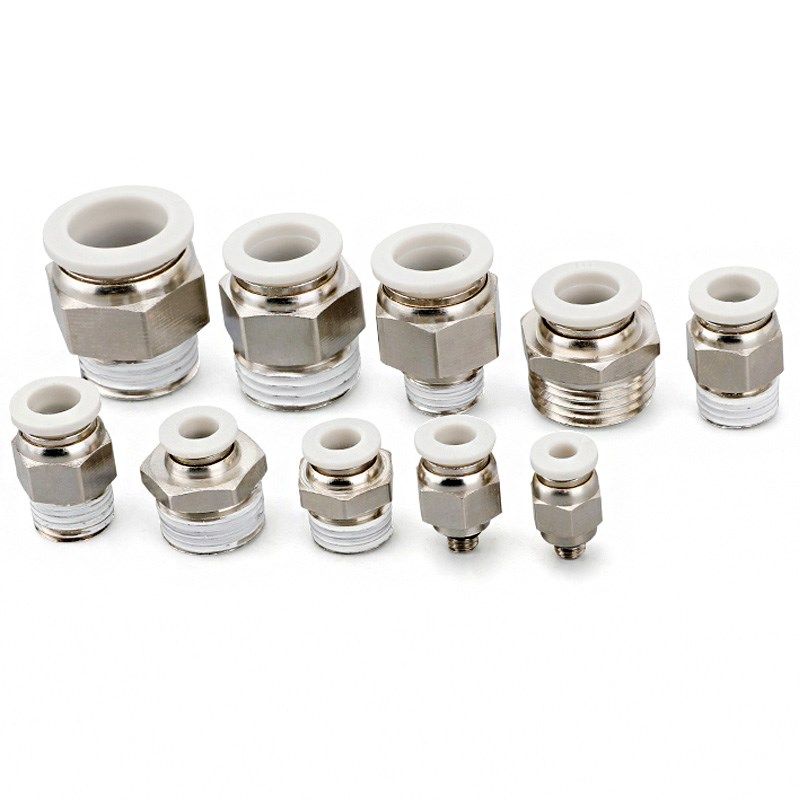 气动白色快速气管接i头PC8-02螺纹直通快插气咀6-01-4-M5-8-3-12-