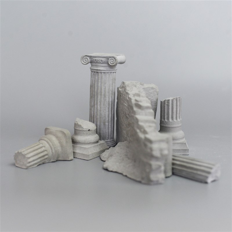 废墟场景 残垣断壁  摆件 清z水混凝土水泥工艺品模型造景六件一