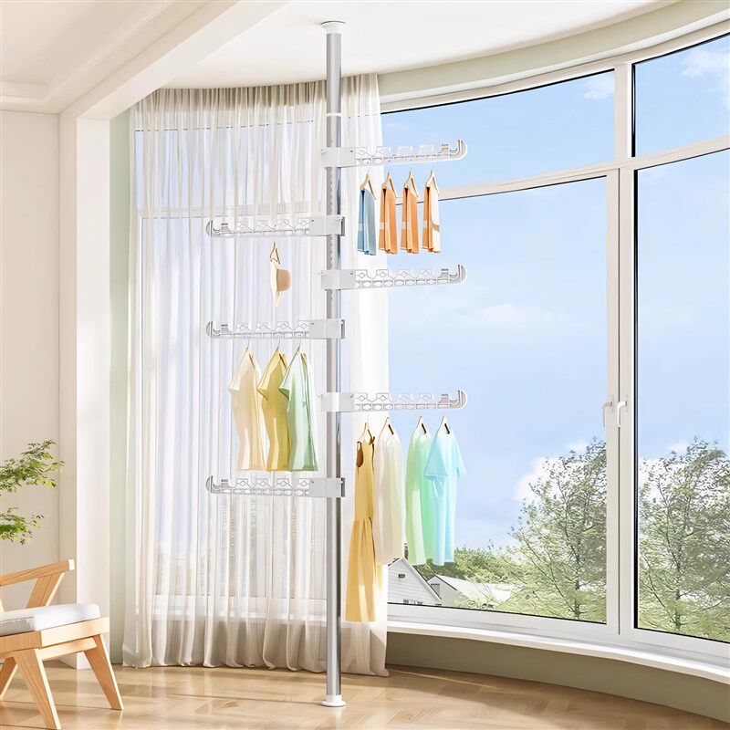 顶天立地晾衣架加粗可伸缩晾衣杆C阳台衣杆室内家用阳台衣物收纳