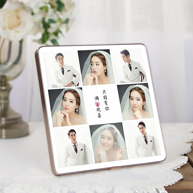 九宫格相框摆台定制打印照片做成水晶相册相片定S制正方形洗婚纱