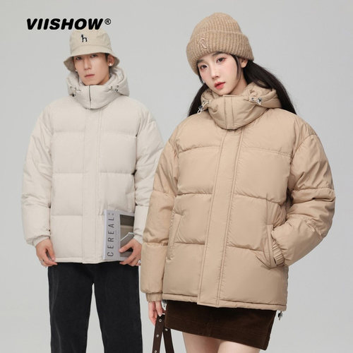 VIISHOW2025冬新款男女情侣面包短款羽绒服简约青春保暖百搭上街