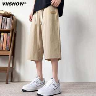 VIISHOW七分裤男款短裤夏季薄款冰丝裤子速干八分运动裤直筒宽松