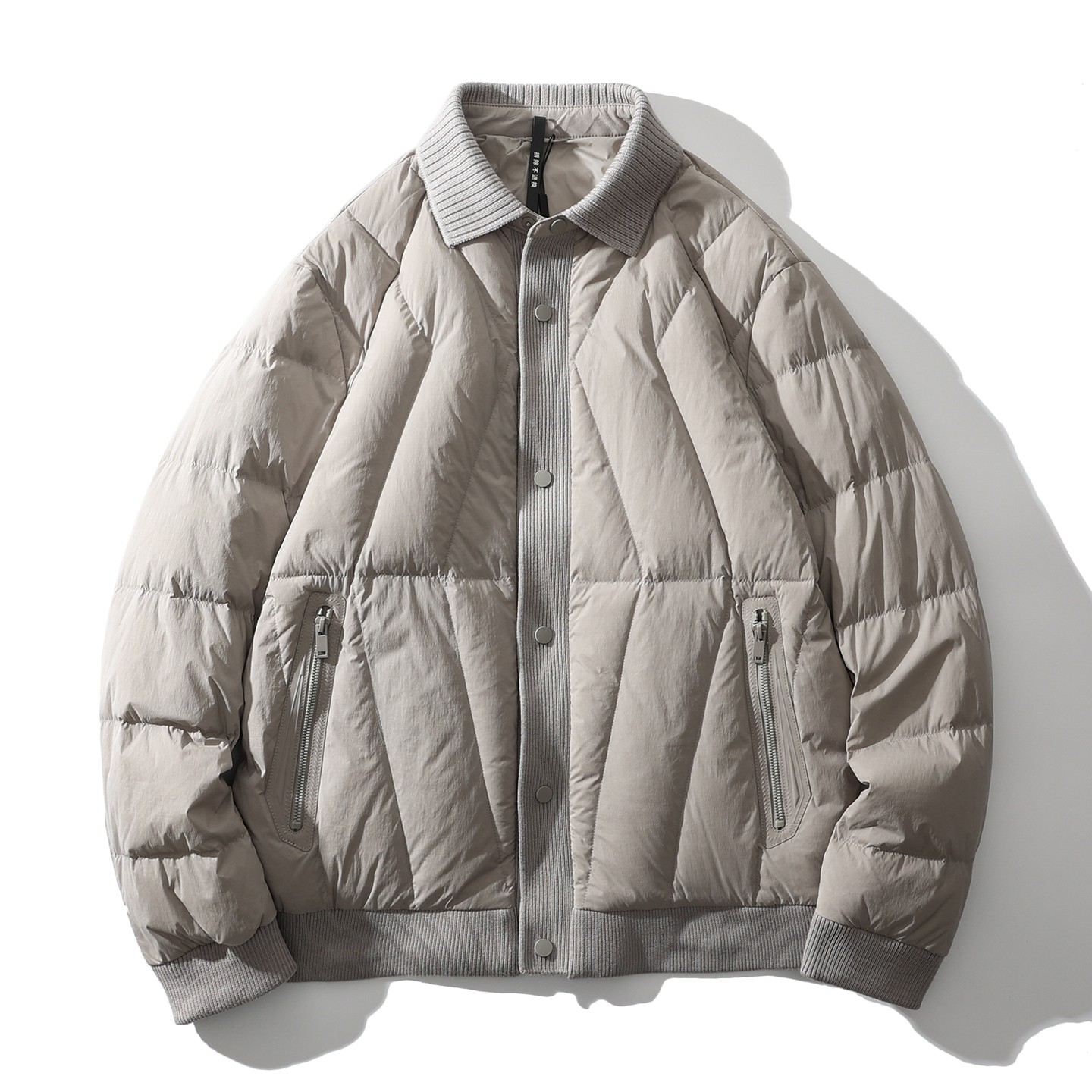 意式轻奢男士商务休闲拼接羽绒服