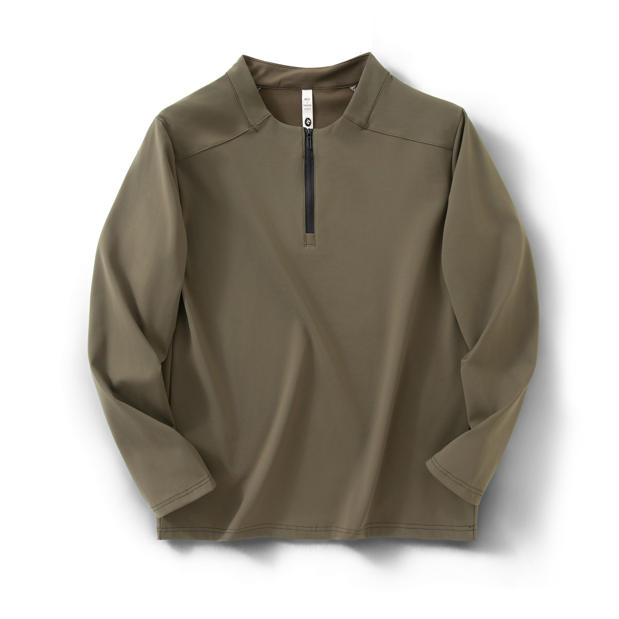 户外运动一体绒半拉链立领抓绒衣男秋冬速干防风保暖薄绒长袖T恤