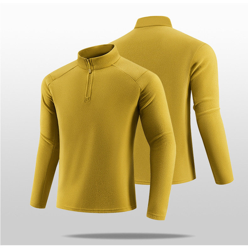 户外休闲运动秋冬半拉链立领抓绒衣男透气速干保暖长袖T恤打底衫