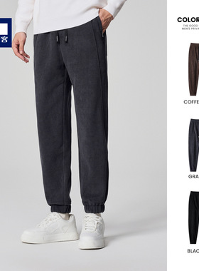 墨麦客男装加绒加厚束脚裤男2025冬季新款松紧腰男士休闲裤91151