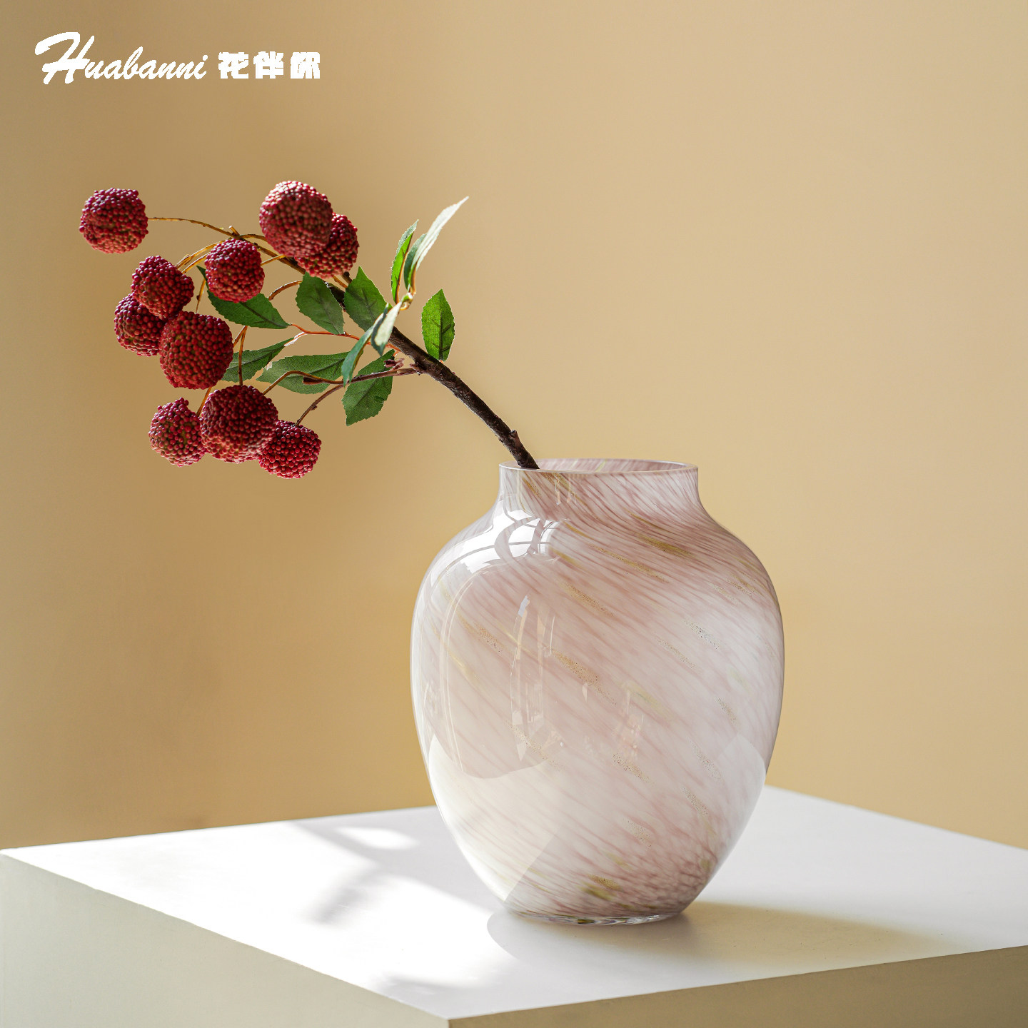 中古风彩色渐变波点琉璃花瓶法式高级感玄关客厅艺术花器玻璃摆件