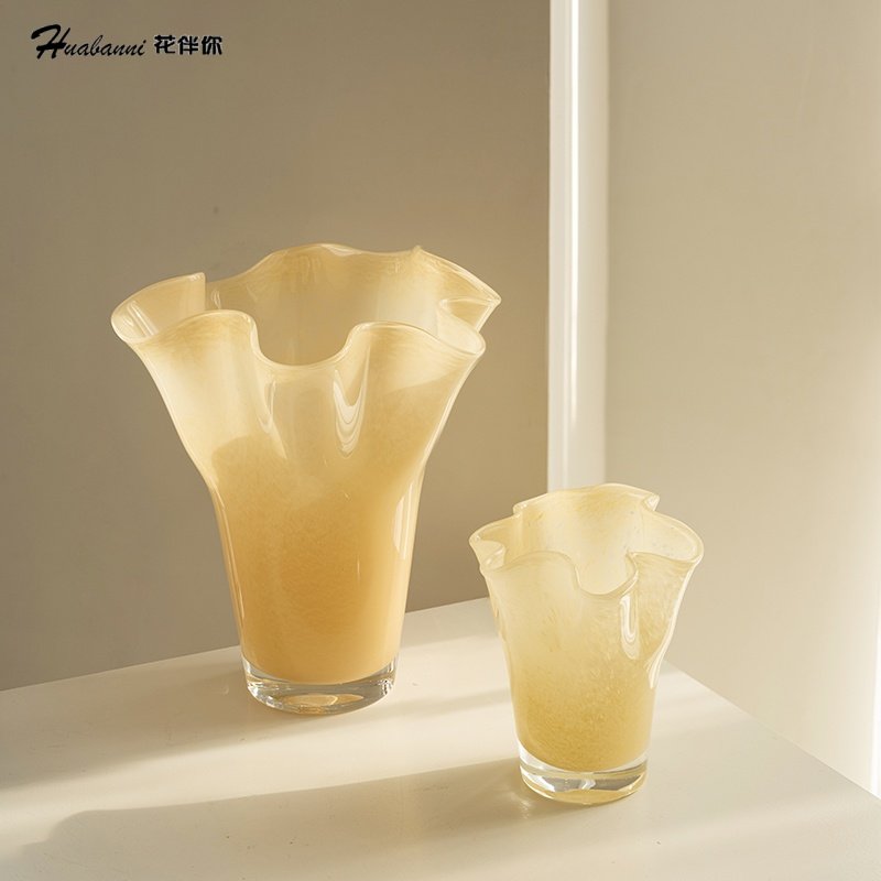 吹制透明裙摆白菜玻璃花瓶水养玫瑰插花轻奢高级感客厅餐桌摆件,家居饰品,花瓶,淘宝优惠券,粉丝福利购,淘宝优惠卷