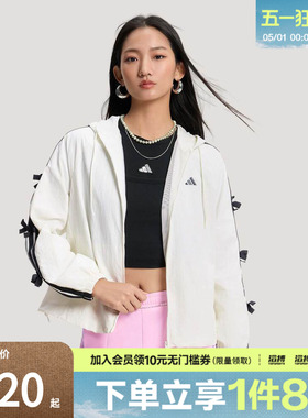 「滔搏运动」adidas阿迪达斯女子三条纹舞动系列蝴蝶结夹克KR7602
