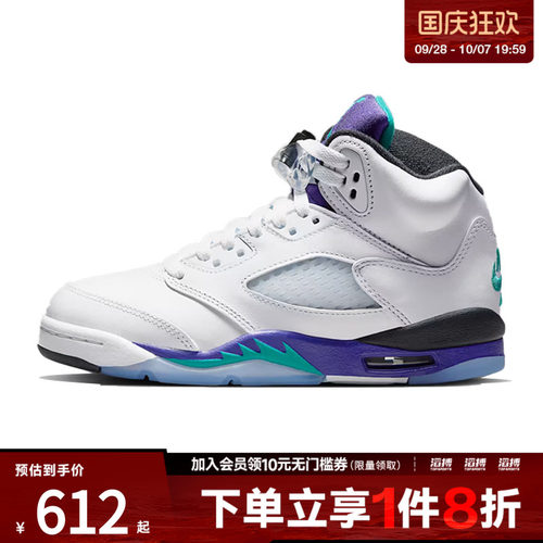 NIKE耐克大童鞋AIR JORDAN 5 RETRO运动训练篮球鞋HQ7980-100