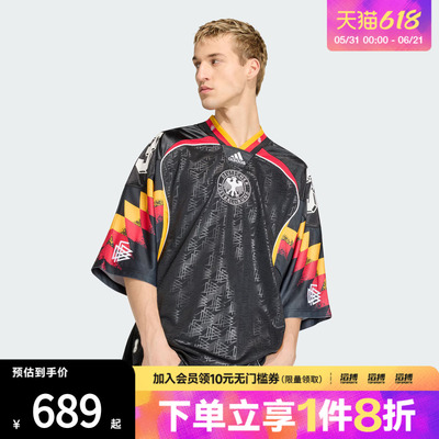 adidas阿迪达斯三叶草男子德国队休闲文化针织短袖V领球衣KD5980