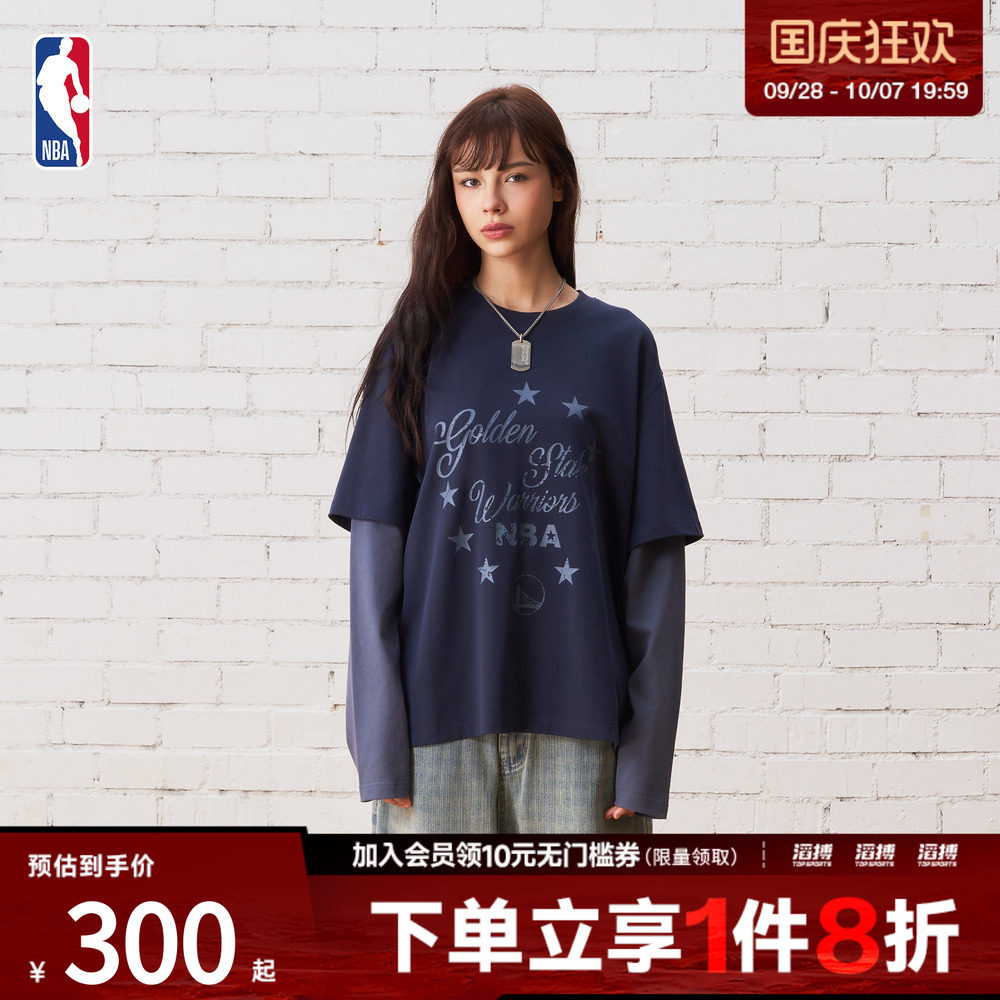 NBA中性款勇士球队运动休闲针织长袖T恤