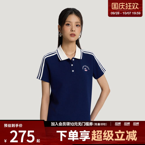 「滔搏运动」adidas阿迪达斯三叶草女子运动短袖POLO衫上衣LD3229