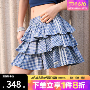 adidas阿迪达斯三叶草女子元气格子休闲运动短裙蛋糕半身裙KU9398