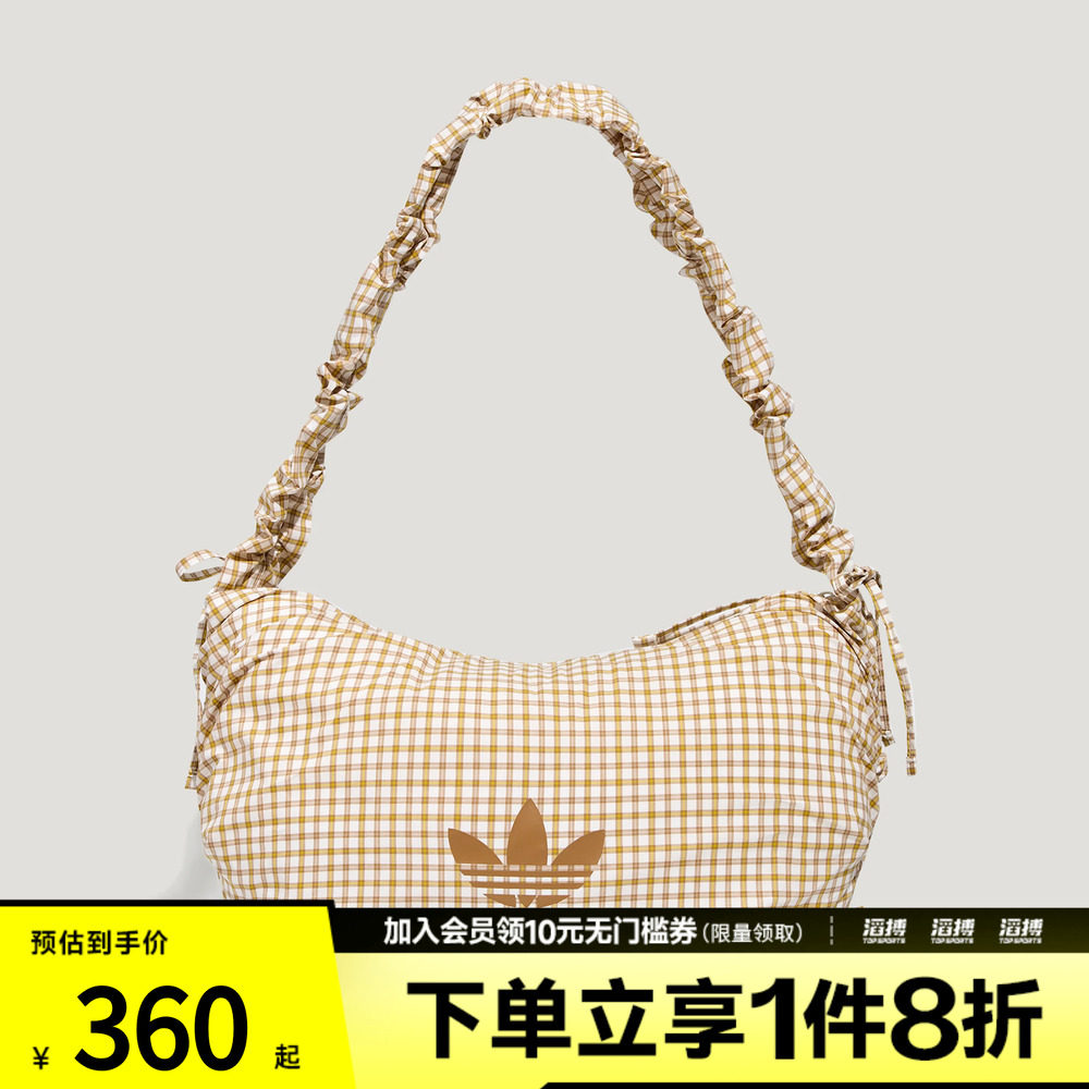 adidas阿迪达斯三叶草男女荷叶边格子收纳单肩包斜挎包KX6986 - 实物图