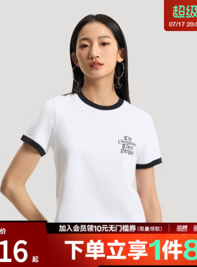 「滔搏运动」adidas阿迪达斯三叶草女子复古印花短袖T恤KT3060