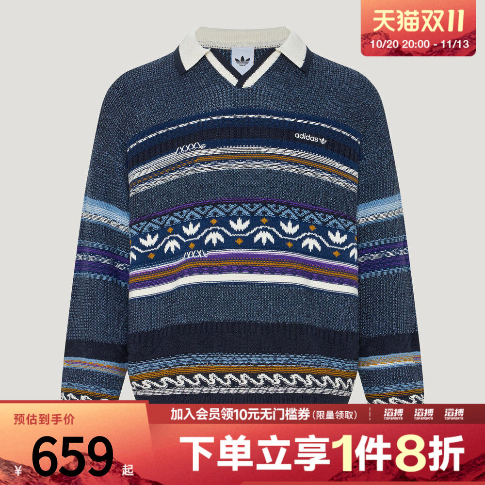 adidas阿迪达斯三叶草男子TOC POLO LS运动休闲套头衫毛衣LD3287