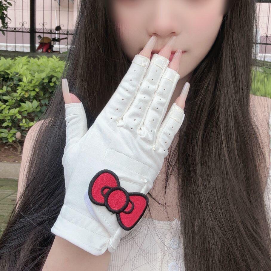 蝴蝶kt高尔夫手套女士露指弹力防滑耐磨透气可爱防晒双手练习手套