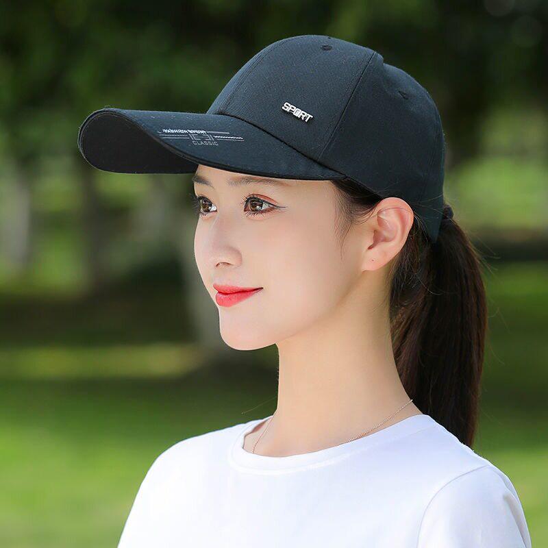 帽子女夏遮阳鸭舌帽时尚百搭潮薄款长帽檐棒球帽遮阳帽女防晒遮脸