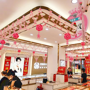 新年挂件门店面珠宝店装饰布置吊顶挂饰商场金店开业吊饰花条花球