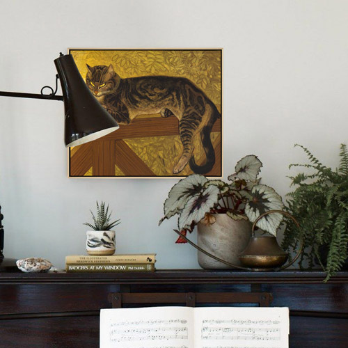 夏日油画餐厅挂h画美式无框画玄关走廊装饰画咖啡馆帆布壁画动物图片