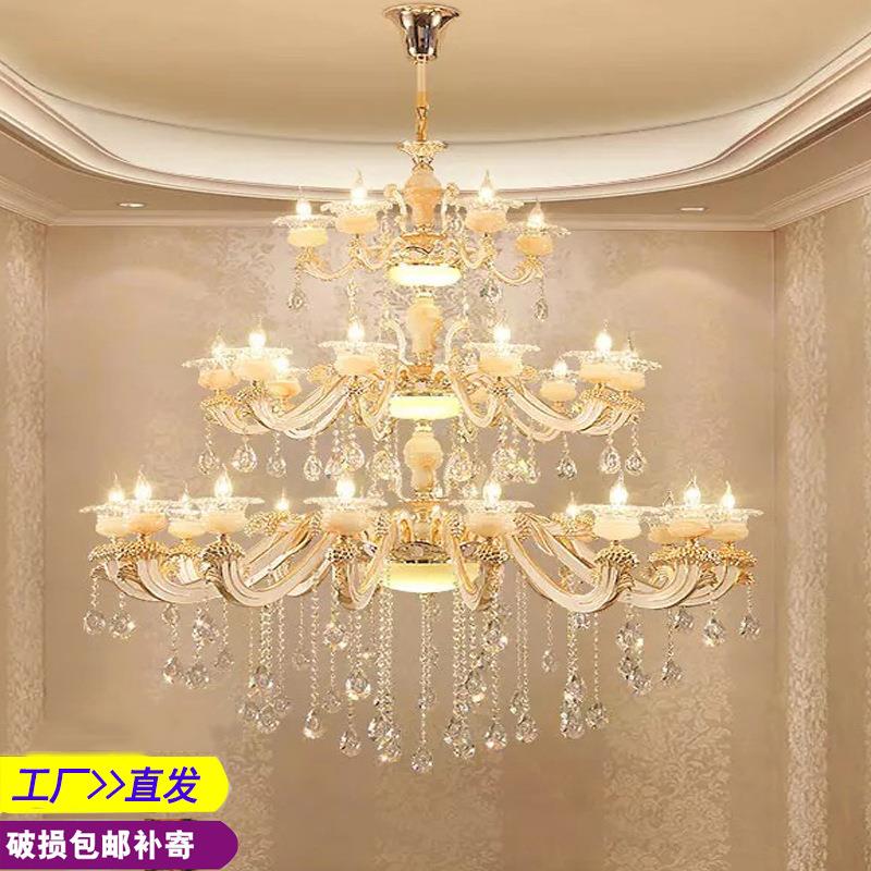 复式楼大吊灯别墅楼梯长吊灯复式楼中楼水晶吊灯锌合金酒店大吊灯