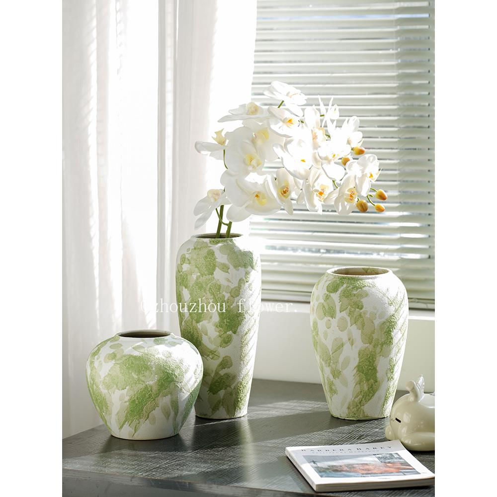 中式复古陶瓷花瓶摆件客厅玄关落地花瓶高颜值插花水养装饰品陶罐